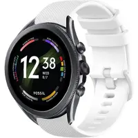 Strap-it Luxe siliconen bandje - geschikt voor Fossil Gen 5 / Gen 5e 44mm / Gen 6 44mm - wit