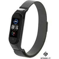 Strap-it Milanees Smartwatch bandje - Geschikt voor Xiaomi Mi band 5 / 6 Milanese band - zwart - Horlogeband / Polsband / Armband