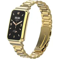 Strap-it Stalen Smartwatch bandje - Geschikt voor Xiaomi Smart Band 7 Pro stalen bandje - goud - Horlogeband / Polsband / Armband