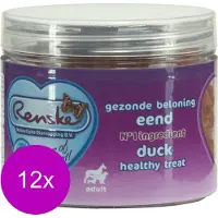Renske 12x Gezonde Beloning Hartjes Hondensnack Eend 100 gr