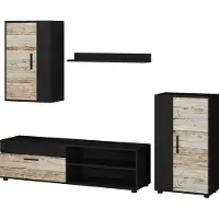 Vicco Wandmeubel Berno Zand eik/Zwart 4-delige set, Model 53280