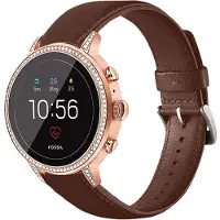 Strap-it Leer bandje geschikt voor Fossil Gen 5e 42mm & Fossil Gen 6 42mm - Leren bandje geschikt voor 18mm Fossil smartwatch horlogebandje - Met gesp - Zwart