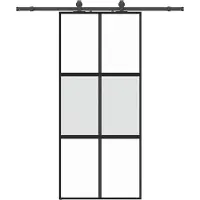 vidaXL Schuifdeur met beslagset 90x205 cm gehard glas zwart
