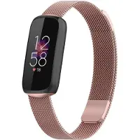 Strap-it Milanees Smartwatch bandje - Geschikt voor Fitbit Luxe Milanese band - rosé pink - Horlogeband / Polsband / Armband