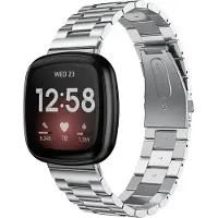 Strap-it Stalen schakel bandje - geschikt voor Fitbit Versa 3 / Fitbit Sense - zilver