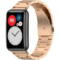 Strap-it Stalen Schakel bandje - geschikt voor Huawei Watch Fit / Huawei Watch Fit New - rosé goud