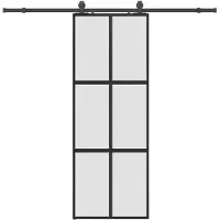 vidaXL Schuifdeur met beslagset 76x205 cm gehard glas zwart