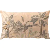Dutch decor AARON - kussenhoes 30x50 cm - bladmotief - Moss Gray - roze - met rits - zonder binnenkussen