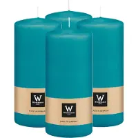 Wiedemann Cilinderkaars/stompkaars - 4x - turquoise blauw - 15 x 7 cm - 63 branduren - zuilkaarsen