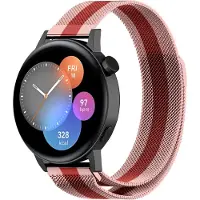 Strap-it Luxe Milanese bandje - geschikt voor Huawei Watch GT 2 42mm / GT 3 42mm / GT 3 Pro 43mm - rood/roze