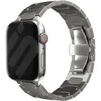 Strap-it Bullet titanium band - ultra licht smartwatch bandje - geschikt voor Apple Watch (Series 12/11/10), (Ultra 4/3/2/1), (SE 3/2/1), (Series 9/8/7/6/5/4) - 44/45/46/49mm - titanium kleur