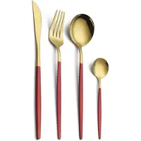 Cheffinger Bestekset - 24-delig - Goud/Rood - Voor 6 Personen