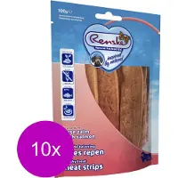 Renske 10x Gezonde Beloning Vleesrepen Hondensnack Zalm 100 Gr