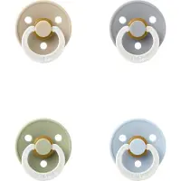 BIBS fopspeen 6-18 maand set 4 stuks Glow,Sage, Glow Cloud, Vanilla Glow en Glow Baby Blue maat 2