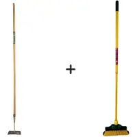SynxStore Synx Tools Rechte Schoffel 18cm + Klauwbezem 35cm - Hilt met Steel 160cm - Telescopische steel 70 - 140cm