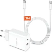 Xssive Fast Charger met USB C naar USB C Oplader Kabel - 2 Meter - Universeel