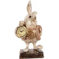 Clayre & Eef Decoratie Beeld Konijn 13x13x26 cm Beige Kunststof Klok