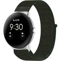 Strap-it Zacht nylon bandje geschikt voor Google Pixel Watch 5 (41 mm) / 4 (41 mm) / 3 (41 mm) / 2 / 1 - Groen