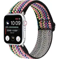 Strap-it Tribal bandje - geschikt voor Apple Watch Series 1/2/3/4/5/6/7/8/9/10/11/SE/SE2/SE3 - colourful stripes - elastisch bandje voor iWatch maat: 38 / 40 / 41 / 42mm