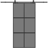 vidaXL Schuifdeur met beslagset 102,5x205 cm gehard glas zwart