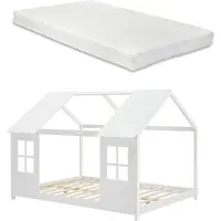 En.casa Kinderbed Tostedt huisbed met matras wit 140x200 cm []