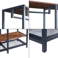 En.casa Kledingkast Larem open kast 180x120x40 cm zwart en walnootkleurig []