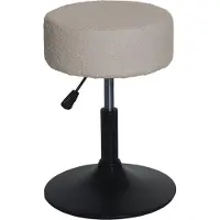 MCW Kruk -C22, kruk make-up kruk, in hoogte verstelbaar draaibaar Ø 37cm stof/textiel bouclé (450g/m²) ~ beige
