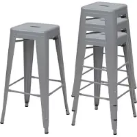 MCW Set van 4 barkrukken -A73, barkruk tegenkruk, metalen industrieel ontwerp stapelbaar ~ grijs