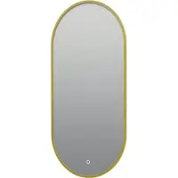Guido Gusto Ovale badkamerspiegel Alessandro mat goud met verwarming, LED verlichting en touch sensor 45x90cm