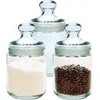 Luminarc Voorraadpot/bewaarpot - Set van 4x stuks - 750 ml - glas - met deksel - Voorraadbussen - 11 x 14 cm - Snoeppot