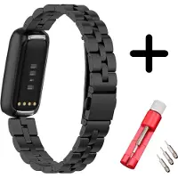Strap-it Stalen schakel bandje - geschikt voor Fitbit Luxe - zwart + inkort toolkit