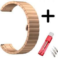 Strap-it bandje metaal rosé goud + toolkit - geschikt voor Garmin Vivoactive 4s / Venu 2s / Vivomove 3s