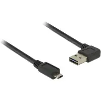 DeLOCK Easy-Micro USB naar Easy-USB-A haaks (links/rechts) kabel - USB2.0 - tot 2A / zwart - 2 meter