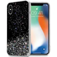 Cadorabo TPU hoes fonkelende glitters (XS, iPhone X), Smartphonehoes, Zwart