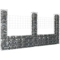 vidaXL Schanskorf U-vormig met 3 palen 260x20x150 cm ijzer