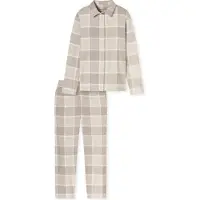 Schiesser Pyjama ' Selected Premium Warming ' beige / lichtbeige / wit