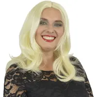 Comedia Carnaval verkleed pruik - Lady Yvette - platina blond - lang stijl haar - dames