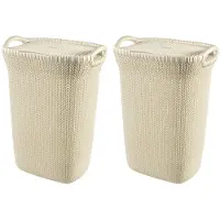 Curver Knit Wasmand met deksel - 57L - 2 stuks - Wit