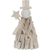 J-Line Figuur+ster winter hout wit large