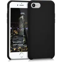 Kwmobile telefoonhoesje geschikt voor Apple iPhone SE (2022 / 2020) / iPhone 8 / 7 - Hoesje met siliconen coating - Smartphone case in zwart