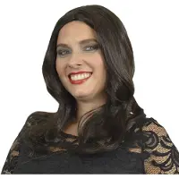Comedia Carnaval verkleed pruik - Lady Yvette - donkerbruin - lang stijl haar - dames