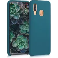 Kwmobile telefoonhoesje geschikt voor Samsung Galaxy A40 - Hoesje met siliconen coating - Smartphone case in mat petrol