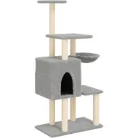 vidaXL Kattenmeubel met sisal krabpalen 131 cm lichtgrijs