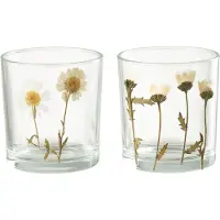 J-Line Theelichthouder bloem madeliefje glas mix assortiment van twee