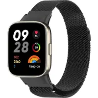 Strap-it Milanees Smartwatch bandje - Geschikt voor Redmi Watch 3 Milanese band - zwart - Horlogeband / Polsband / Armband