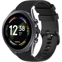 Strap-it Luxe siliconen bandje - geschikt voor Fossil Gen 5 / Gen 5e 44mm / Gen 6 44mm - zwart