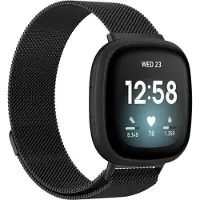 Strap-it Luxe Milanese band - Milanees bandje geschikt voor Fitbit Versa 3 / Fitbit Sense - zwart - Maat: Maat S