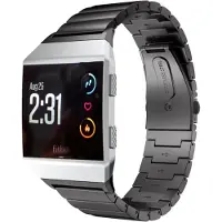 Strap-it Stalen Smartwatch bandje - Geschikt voor Fitbit Ionic metalen bandje - zwart - Horlogeband / Polsband / Armband