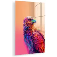 MuchoWow Glasschilderij 120x180 cm - Schilderij acrylglas - Arend - Vogel - Kleurrijk - Dier - Foto op glas - Muurdecoratie woonkamer - Wanddecoratie slaapkamer - Schilderijen
