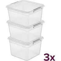 Orplast stevige opbergbox 32 liter (voordeelbundel) - basestore - Transparant - Stapelbaar | Nestbaar | Met deksel - Opbergbox met deksel - Opslagbak - Opslagbox- Opbergbak